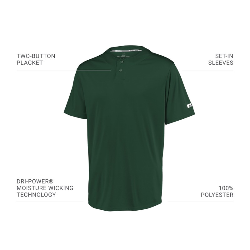 Russell Athletic Performance Two-Button Solid Jersey Dark Green M