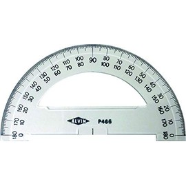 Alvin, P466, 6" Semicircular Protractors, 0.09" Thick Clear Plastic, School or Drafting Use