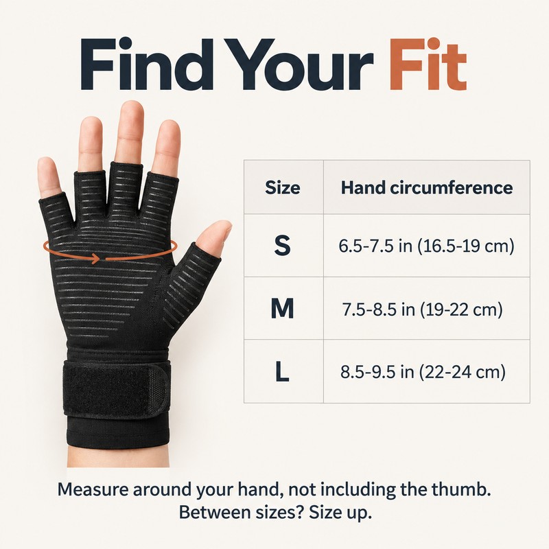 Fingerless Compression Gloves with Adjustable Wrist Strap – Hand Support