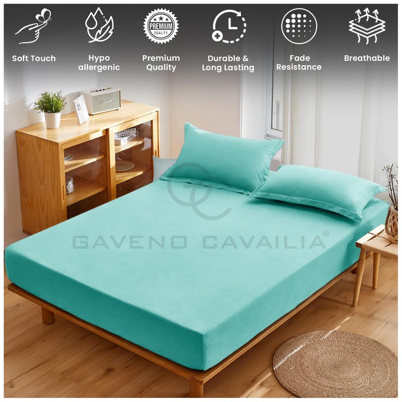 Plain Dyed Bedding Fitted Bedsheets, Soft & Comfy Double Bed