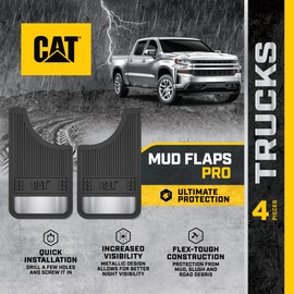 Caterpillar Heavy Duty Splash Guards Pro Mud Flaps Fenders - Ultra Tough Dirt/Slush Protection with Night Reflectors - Easy Installation (CAGD-080+CAGD-080_ALT) Front/Rear Tires, 4 Count (Pack of 1)