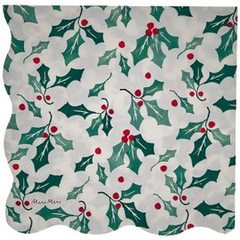 Meri Meri - Servilletas grandes con patrón de acebo (paquete de 16)