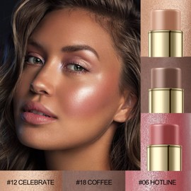 FALOCUTUS 3 Pcs MEDIUM-DEEP Contour Stick Set,Cream Blush & Highlighter Bronzer Pen,Long Lasting & Smooth Natural Face Contouring Illuminator,Professional Makeup Kit for All Skin