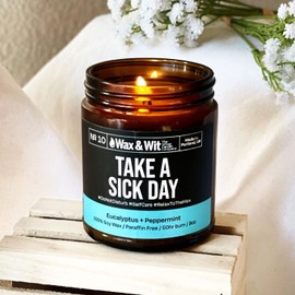 Wax & Wit Funny Soy Candle Gift for Women - Humorous, Aromatherapy Soy Wax Candle, Ideal for Housewarming, Coworker, Birthday – Eucalyptus Peppermint - 9oz