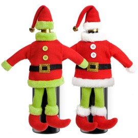 2 Pieces Christmas Wine Bottle Sleeve Cover Bag Handmade Grinch Wine Bottle Accessories Perfect for Wine Lovers Party Decoration, and Christmas Dinner Table Decor