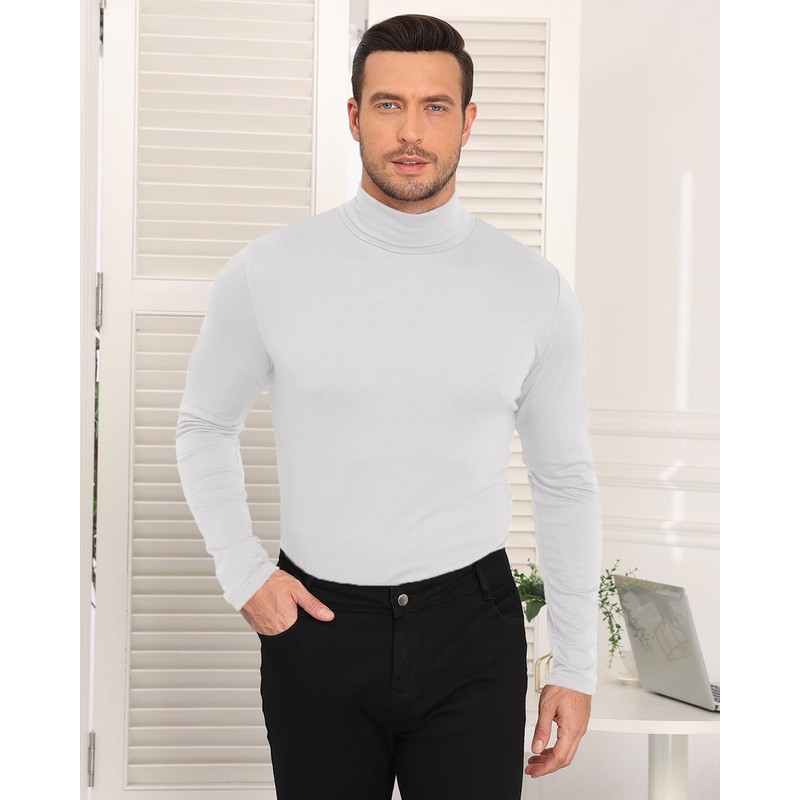 Maavoki Men's Long-Sleeved Shirts Turtleneck Regular Fit Turtleneck Pullover Basic