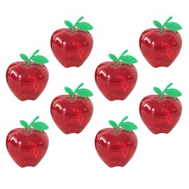 Red Favor Container 8pcs Plastic Bobbing Apples Red Apple Container Candy Boxes Wrapping Box Decorative Fillable Ornaments for Tree Decorations Wedding Party Favor