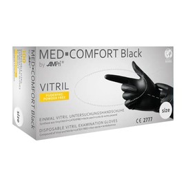 Pack of 100 Vinyl Nitrile Gloves in Dispenser Box - Black - Disposable Gloves (XL)