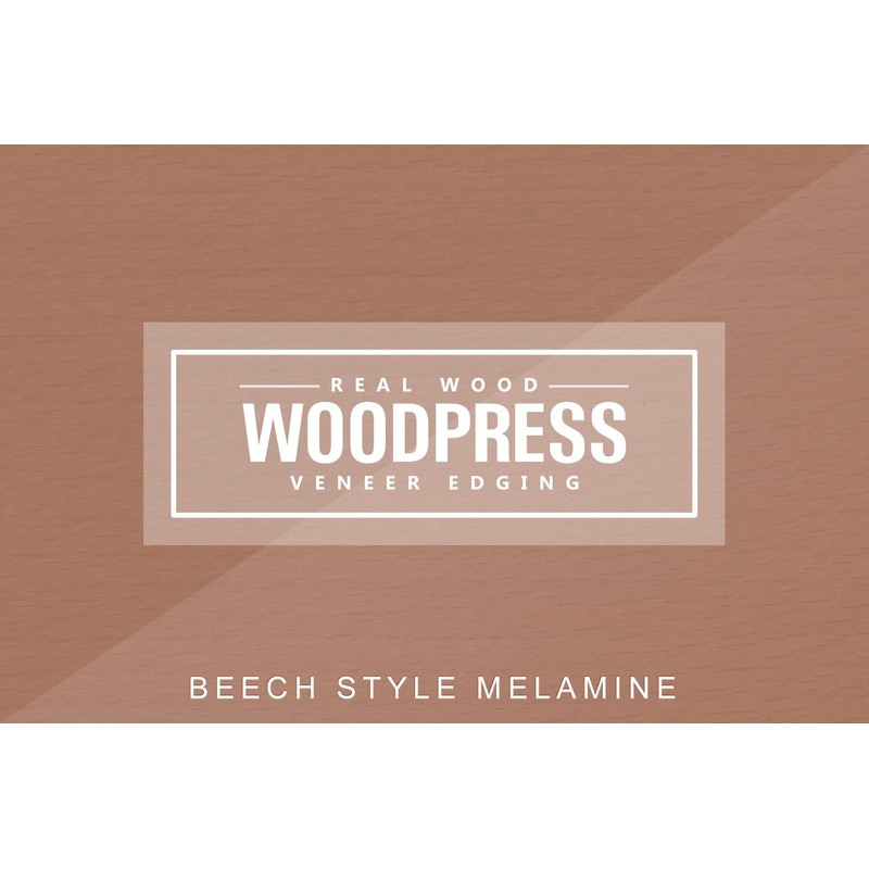 WoodPress® 30mm Beech Wood Style Laminate Melamine Edging, Pre-Glued Veneer