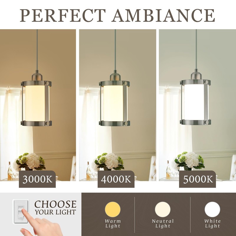 Osimir Brushed Nickel Pendant Lights Kitchen Island 3 Pack, Modern