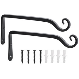 Gtongoko 2 Pack 10 Inch Metal Plant Hangers Wall Hooks for Hanging Plant Brackets, Outdoor Hooks for Hanging Bird Feeders, Flower Baskets, Lanterns, Wind Chinme, Solar Lamps