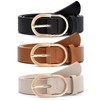 WHIPPY 3 Pack Women's Leather Belts for Jeans Fashion Gold