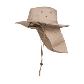 TOP HEADWEAR Safari Explorer Bucket Hat with Flap Neck Cover - Beige, XL