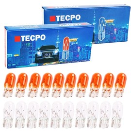 TECPO 20 x Glass Base W5W 12 V 5 W and 20 x Indicator Bulbs Orange WY5W Side Indicator