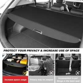 AUXMART Cargo Cover Fits for 2007 2008 2009 2010 2011 2012 2013 2014 2015 2016 2017 2018 2019 Mazda CX-7 Anti-Theft Trunk Cover Retractable Security Shielding Shade for Mazda CX-7 2007-2019 Black