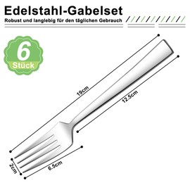 HaWare Forks, 6 Piece Stainless Steel Forks Dining Forks Set, 19 cm Dinner Forks Table Forks for Home/Restaurant/Hotel, Highly Polished & Smooth Edges, Dishwasher Safe - Elegant Design