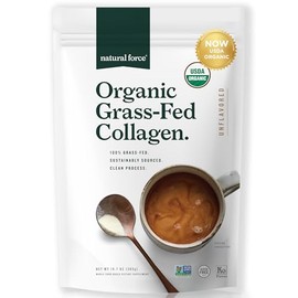 Premium Grass Fed Collagen Peptides, Best Keto Protein Powder for Skin, Joints, Muscle Recovery, and Gut Health - Pure and Unflavored - Hydrolyzed Type I and III Collagen by Natural Force, 11.7 Ounce