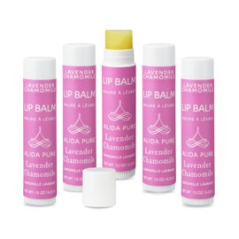 ALIDA PURE, Lavender Chamomile Vegan Lip Balm, Cruelty Free, Beeswax Free, Coconut Oil Free, Set of 5 Lip Balms, Organic Jojoba Oil, Avocado Oil, Candelilla Wax, and Vitamin E, Natural Lip Moisturizer | Lip Gloss, for Dry, Chapped, or Cracked Lips