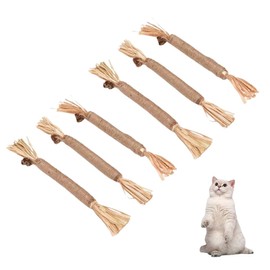 6 pcs Natural Silvervine Sticks Kitten Teething Toys, Cat Dental Care Sticks, Cleaning Teeth Chew Catnip, Cat Teeth Nip Cleaning Catnip Toys for Indoor Kitten Teething and Stress Release