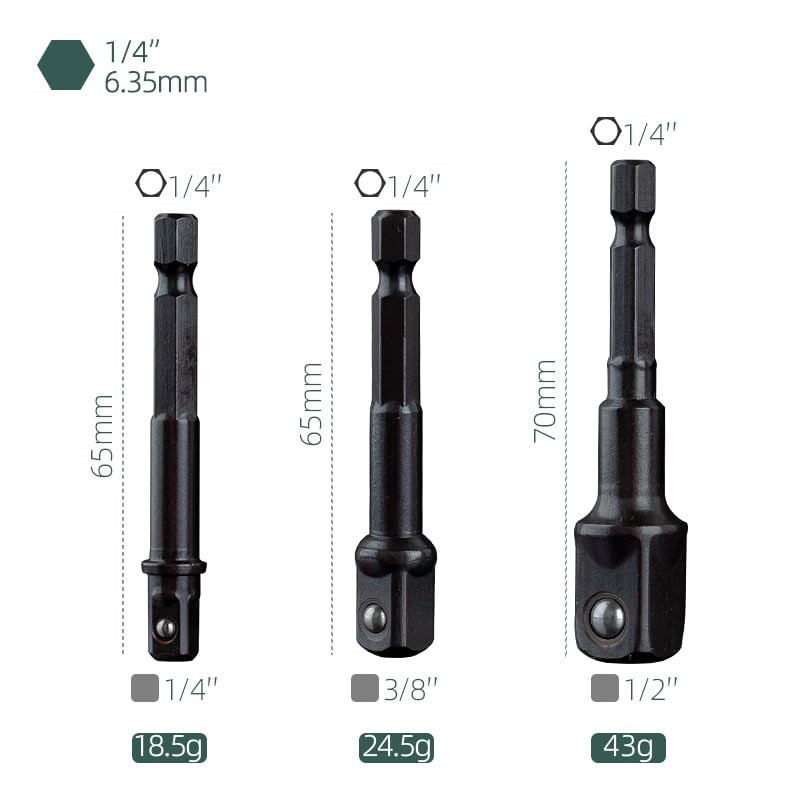 VitalBloom Socket Adapter Set Conversion Impact Socket Bit 0.25 inch