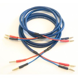 A1 Sound Van Damme Blue Series 2.5 mm Sq Studio Grade UPOFC Classic Pro Loud Speaker Cable Pair, 2 cables Terminated with Gold Plated 4mm Banana Plugs, 8 plugs in total. (1.5 Metre Pair)