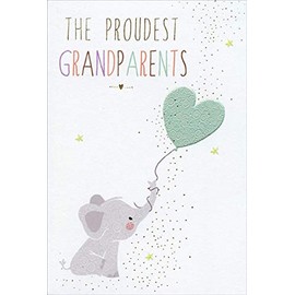 Pictura Elephant and Heart Sara Miller New Grandparents Baby Congratulations Card