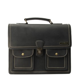 Jermin Pelle Laptop Bag For Women Semi Aneline Leather Professional Business Office Work Bag Waterproof Lightweight Laptop Bag - Black