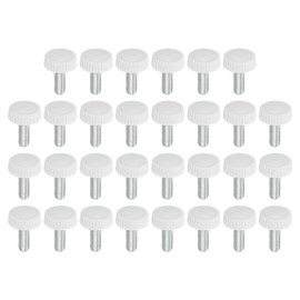 PATIKIL M5x14 mm Knurled Thumb Screws 30pcs Male Thread Round Clamp Screw Knob Hand Grip Bolt Mounting Hardware for Lighting Furniture Hardware White