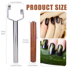 BOXOB Nagelmagnet Set, 3-in-1-Katzenaugen Magnet Y-förmiger Doppelkopf Multifunktionaler Gel-Lack Nagel Design mit Extra Zylindrischem Magnetwerkzeug für Heimwerker Studio und Salon (Silber)
