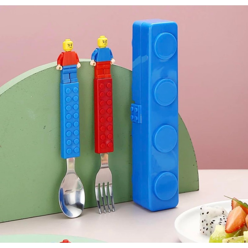 Building Block Cutlery Set, Spoon and Fork with building blocks