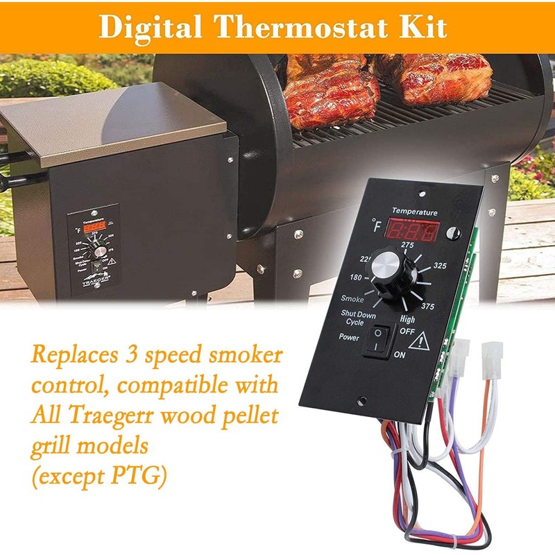 Digital Thermostat Controller Kit Compatible with Traeger Pellet Grills BAC200