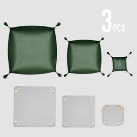 POTTIIS 3 Size Leather Valet Tray Organizer, Folding Travel Organizer, Jewelry Tray, For Travel, Home Or Office | Plain Weave, Double Complexion