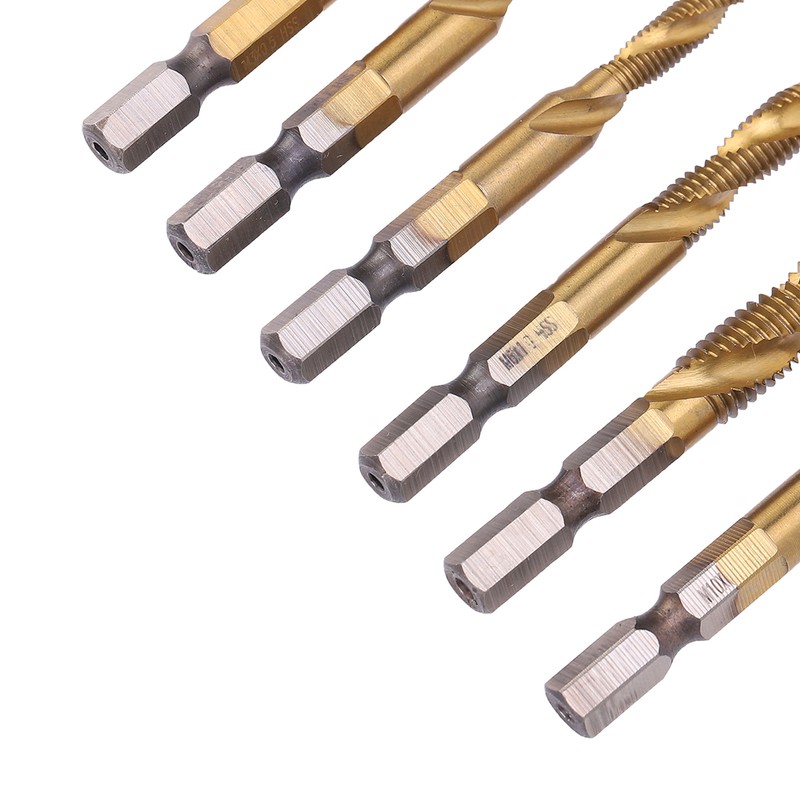 6pcs Screw Tap Drill Bits Kit 6542 High Speed Steel