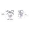 PHNIBIRD Pearl Earrings 925 Sterling Silver Stud Earrings Silver Bow