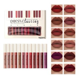 12 Colores Labiales Mate Larga Duracion Pintalabio Regalo