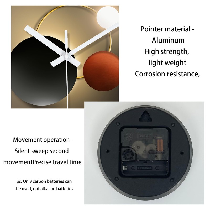 XNM Battery Powered Wall Clock 12 Inch Round Black and