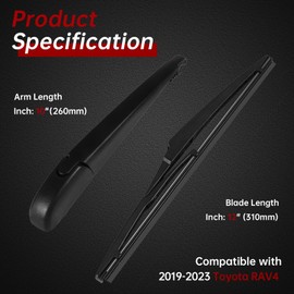 OTUAYAUTO Rear Windshield Wiper Arm Blade Set - Replacement for Toyota RAV4 2019-2023 - Factory Style Back Wiper Cover Accessories Assembly for Rear Window