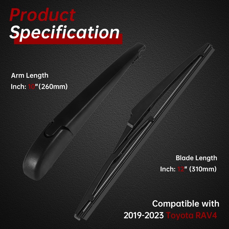 OTUAYAUTO Rear Windshield Wiper Arm Blade Set - Replacement for