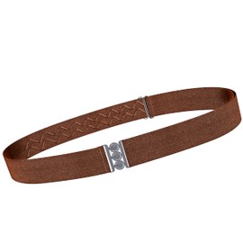 ONE-BELT No Show Invisible Elastic Belts for Women | Non Slip | Fits waist upto 50 Inch (Matte Silver - Cognac)