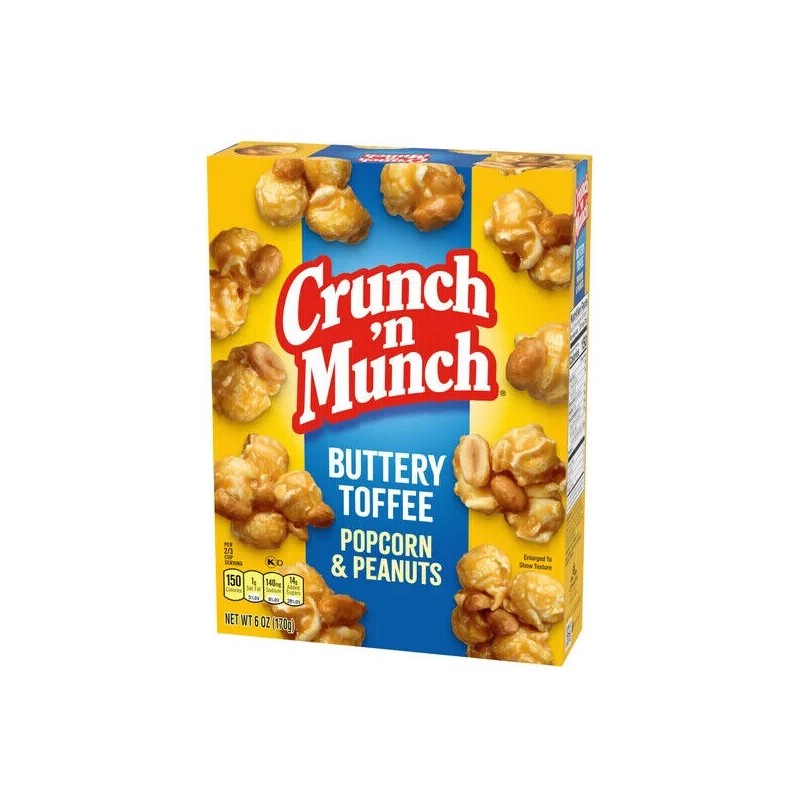 CRUNCH 'N MUNCH Buttery Toffee Popcorn with Peanuts, 6 oz.