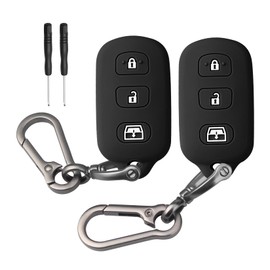 FT FUNTOR 2 Pcs for Toyota Key Fob Cover,Compatible with Toyota 4Runner Camry Corolla Matrix Sequoia Avalon Silicone Key Cover with 3 Buttons (Black+Black)