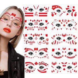 Canada Day Tattoos 10 Sheets Canada Day Accessories Maple Leave Canadian Temporary Tattoos Stickers Canadian National Day Party Supplies Favor July 1st Celebrations Match Parade
