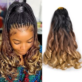 Short French Curl Braiding Hair,#C14 Spanish Curly Braiding Hair Extensions 8 pack 12 inch 50g/pack Synthetic French Curls Crochet Hair Extensions(12 inch,8 pack,C14)