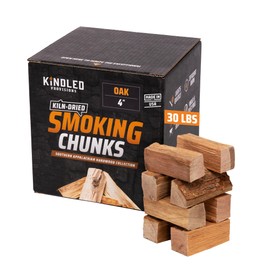 Oak Wood Chunks for Smokers by Kindled Provisions - Kiln Dried Box of 30lbs & 4-6" Medium Smoky BBQ Oak Smoking Wood Chunks Grill & BBQ - Premium Southern Appalachian Hardwood Smoking Meat, Pork, Beef