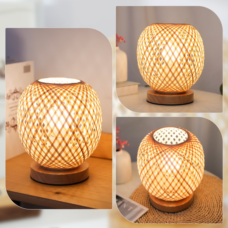 Bedside Lamp Bedroom Cosy Bamboo Woven Lamp Warm Light Night