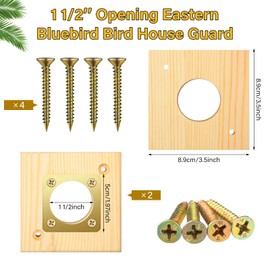 2 Pieces Bird House Replacement Guard Bird House Wooden Copper Portal for Eastern Bluebird Houses 1 1/2 Inch Opening