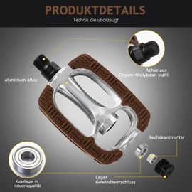 Bicycle Pedals, Classic Bicycle Pedals for City/Trekking with Non-Slip Fixed Pedals Made of Rubber, Includes Reflectors, Industrial Ball Bearings, StVZO Approved, Comfortable, Lightweight, One Size EU