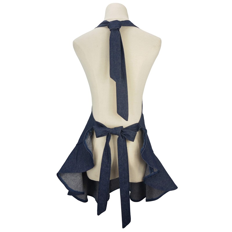 LilMents Women's Retro Denim Kitchen Bib Chef Apron (Navy Blue)