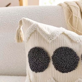 YULUOSHA 2-Piece Set Decorative Boho Throw Cushion Covers Soft Plush Couch Cushion Covers for Home Lumbal Woven Natural Beige Cushion Case Textured Striped Woven (Black, 50 x 30 cm)