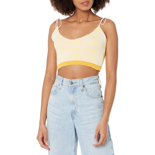 KENDALL + KYLIE Women's Gingham Cami, Butter/Blush, Large